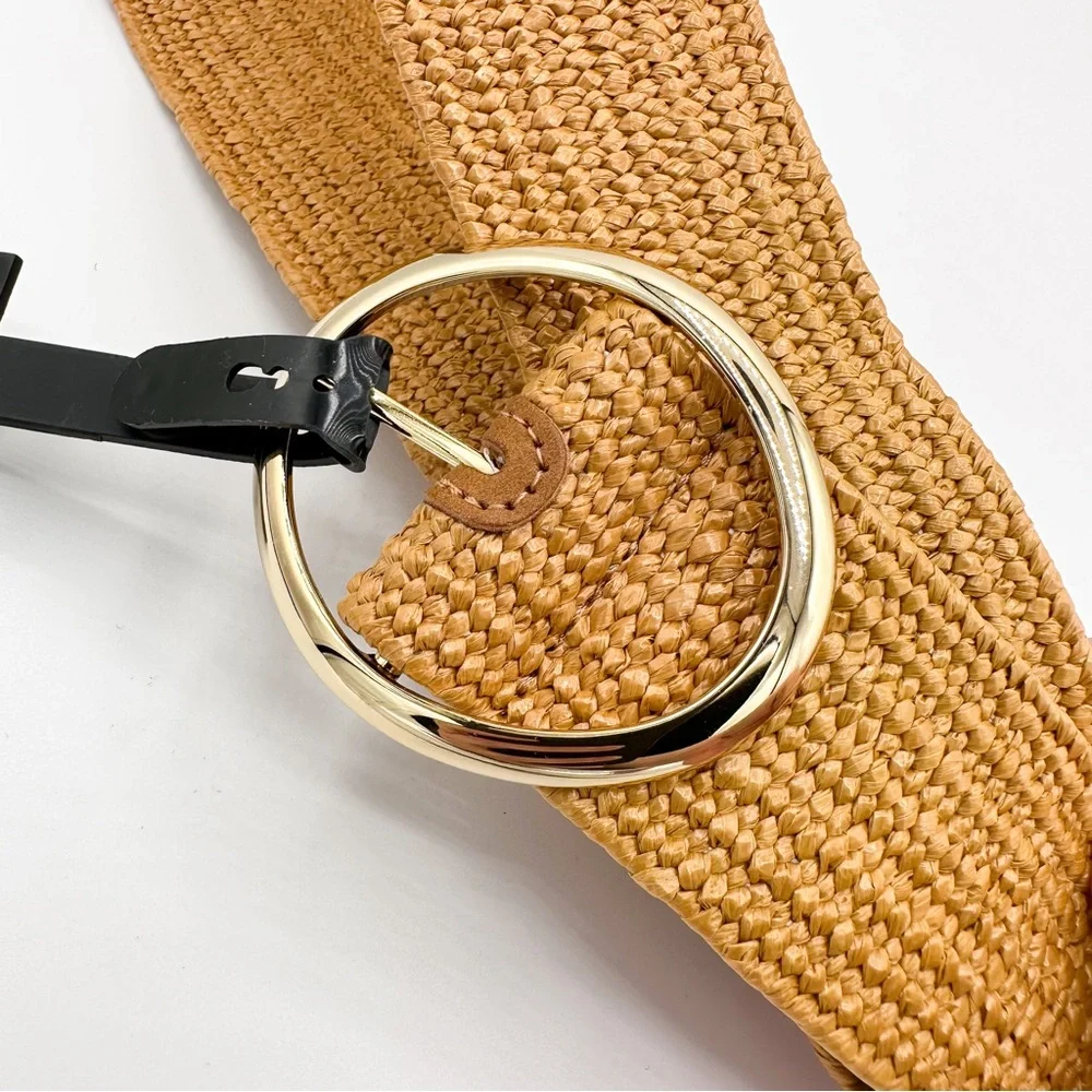 Express Tan Braided Belt with Gold Buckle